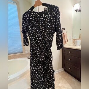 Ann Taylor Monochrome Patterned Long Sleeve Dress